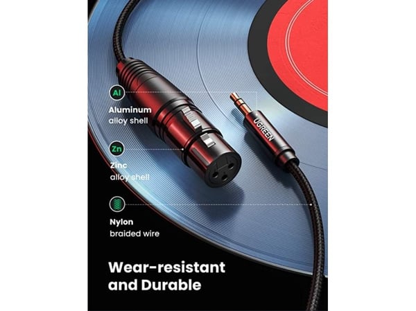 Ugreen 20763, XLR, Hunkjønn, 3.5mm, Hankjønn, 1 m, Sort