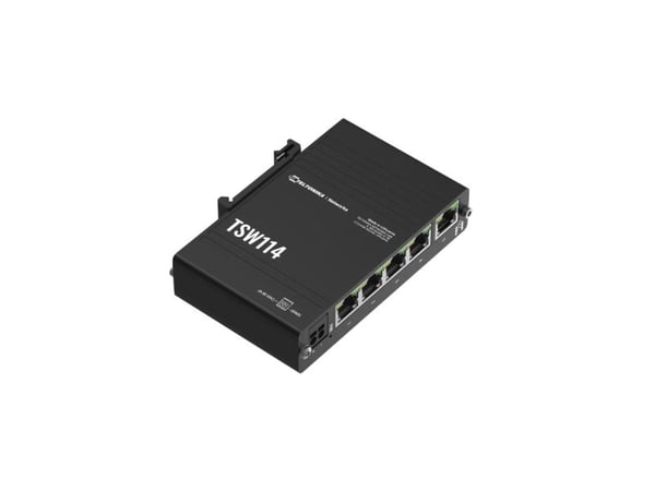 Teltonika TSW114 - Switch - ikke-styrt - 5 x 10/100/1000 - DIN-skinnemonterbar, veggmonterbar - Passive PoE