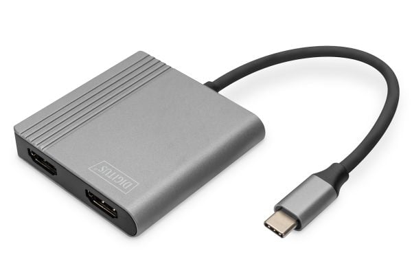 DIGITUS - Adapterkabel - USB-C hann til HDMI hunn - romgrå - 4K 60Hz støtte, støtte for Dolby TrueHD, støtter 21:9 kinosideforhold