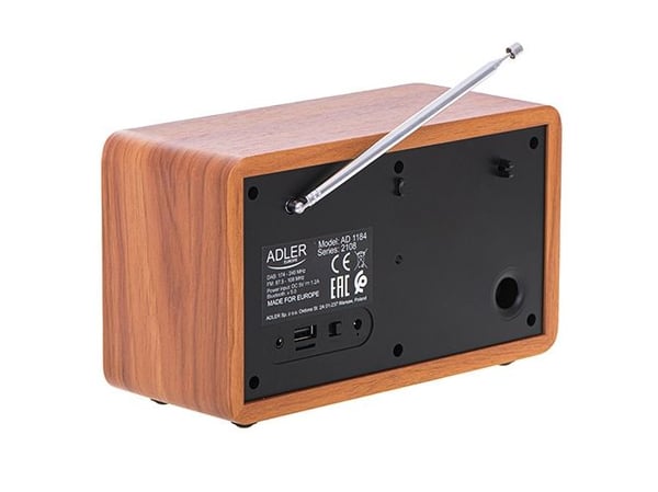 Adler AD 1184, Bærbar, Digitalt, AM, DAB+, FM, 15 W, 3,5 mm, Sort, Tre