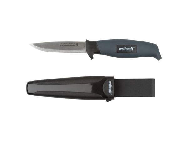 wolfcraft GmbH 4085000, Bondekniv, Camper/scout, Spydspiss, Rustfritt stål, Sort, 9,5 cm
