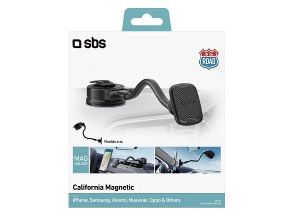 SBS universal bilfeste med leddarm, sugekopp og magnetisk trekk sort