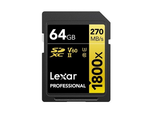 Minnekort Lexar Pro 1800x SDXC R270/W180 64GB U3 (V60) UHS-II