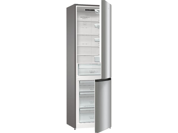 Gorenje Essential NRK6202EXL4 - Kjøleskap/fryser - bunnfryser - bredde: 60 cm - dybde: 59.2 cm - høyde: 200 cm - 331 liter - Klasse E - gråmetall