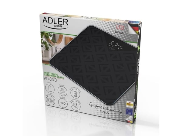 Adler AD 8170, Elektronisk personvekt, 180 kg, 100 g, Sort, kg, lb, firkant