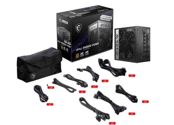 MSI MPG A1000G PCIE5 - Strømforsyning (intern) - ATX12V / EPS12V - 80 PLUS Gold - AC 100-240 V - 1000 watt - aktiv PFC