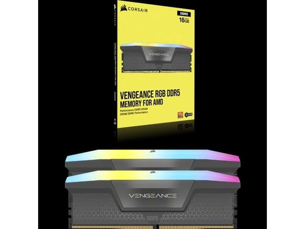 CORSAIR Vengeance RGB - DDR5 - sett - 32 GB: 2 x 16 GB - DIMM 288-pin - 5200 MT/s / PC5-41600 - CL40 - 1.25 V - on-die ECC - kjølig grå