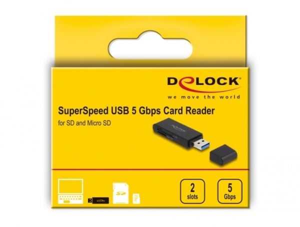 Delock - Kortleser (SD, miniSD, RS-MMC, TransFlash, MMCmobile, microSD, MMCplus, MMCmicro, microSDHC, SDXC, microSDXC, MMC II, TurboSD, Turbo miniS...