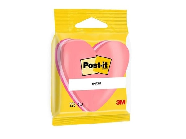 Post-it® kubshjärta, rosa, 3 block