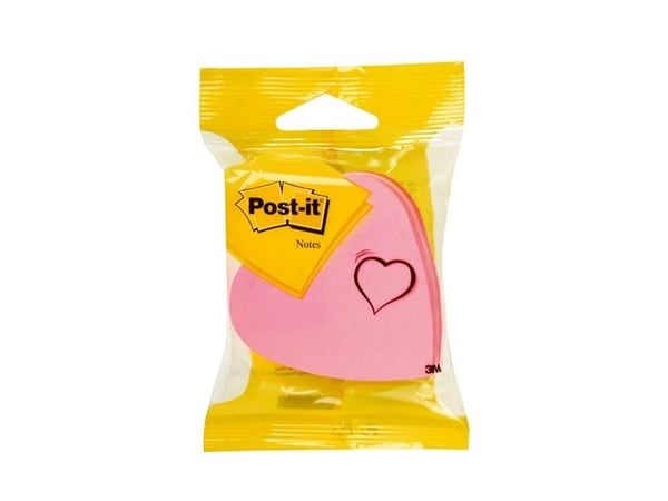 Post-it® kubshjärta, rosa, 3 block