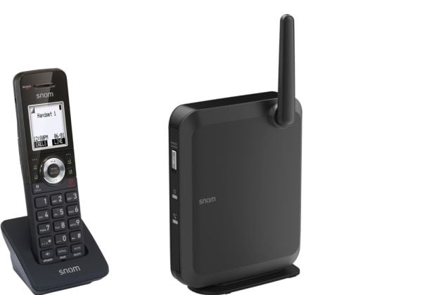 Snom 110 SC DECT Bundle, DECT-puhelin, Johdoton puhelin, Kaiutinpuhelin, 1000 entries, Soittajan tunnistus, Musta