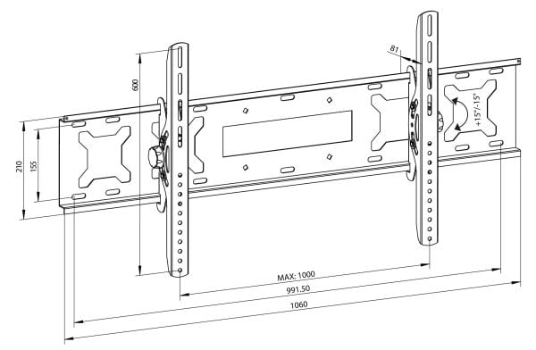 Montis seinäkiinnike MT076 60'' - 105''