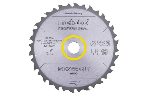 Metabo 628492000, Konstruksjons Trematerial, Løvtre, 23,5 cm, 3 cm, 1,8 mm, 6600 RPM, 2,6 mm