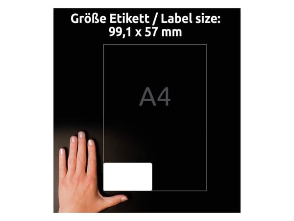 Avery LR7173-100, Hvit, Rektangel, Permanent, Laserutskrift, TÜV SÜD, 99,1 mm