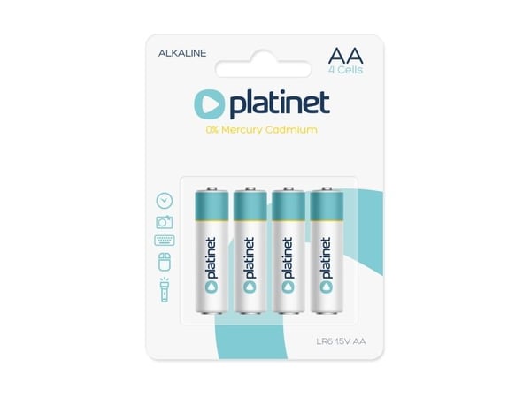 Platinet PMBLR064B, Engangsbatteri, AA, Alkalinsk, 1,5 V, 4 stykker, 2800 mAh