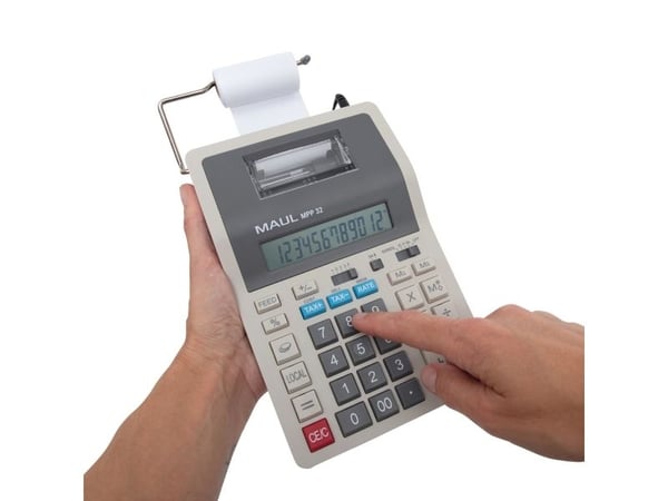 MAUL MPP 32, Desktop, Printing, 12 sifre, 1 linjer, Batteri, Grå, Hvit