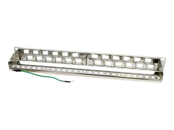Keystone modulkassett 19" patchpanel for 24xTP-moduler 1HE 96mm 45° skrå utløp lysgrå Synergy 21