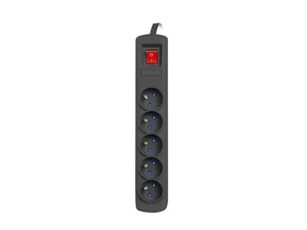Armac ARC5, 5 AC-pistorasia(a), 250 V, 10 A, Musta, 5 m
