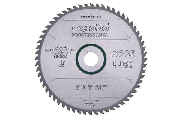 Metabo 628495000, Sponplate, Løvtre, MDF, 23,5 cm, 3 cm, 1,8 mm, 6600 RPM, 2,4 mm