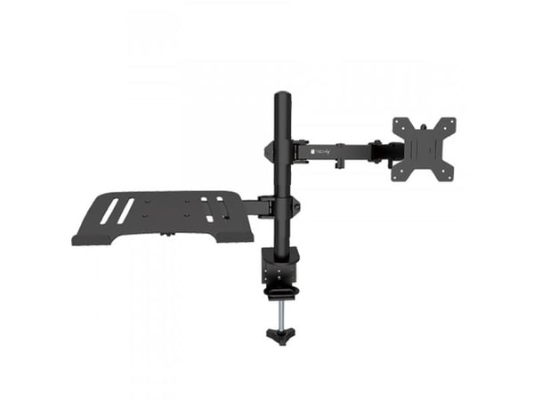TECHly - Monteringssett (skjermarm, laptophylle) - for LCD-skjerm - stål - svart - skjermstørrelse: 13"-32" - skrivebordsmonterbar