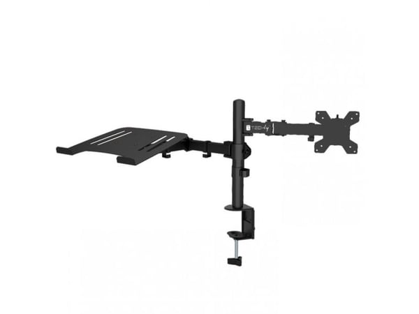 TECHly - Monteringssett (skjermarm, laptophylle) - for LCD-skjerm - stål - svart - skjermstørrelse: 13"-32" - skrivebordsmonterbar
