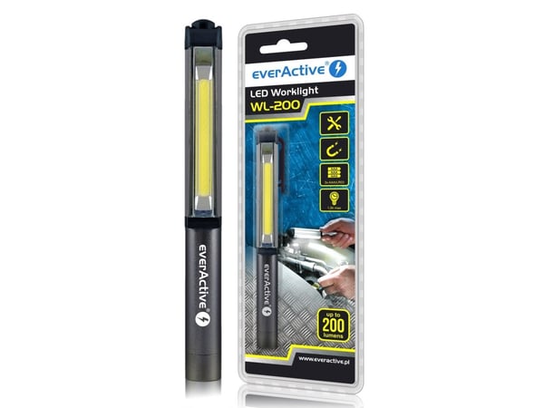 Everactive WL200, Lommelykt med festeklemme, Sort, Metall, COB LED, 1 lamper, 3 W