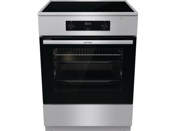 Gorenje GEIT6C60XPG, Frittstående komfyr, Rustfritt stål, Rotasjon, Berøringskontroll, Rustfritt stål, Rustfritt stål, Toppen foran