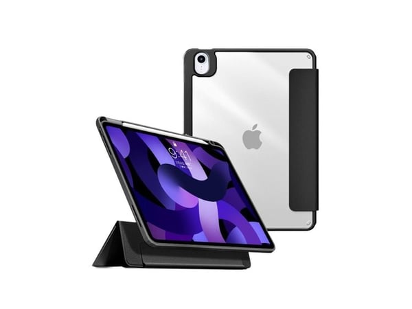 eSTUFF Boston - Lommebok for nettbrett - polyuretan, polykarbonat, termoplast-polyuretan (TPU) - svart, blank - for Apple 10.9-inch iPad Air (4. ge...