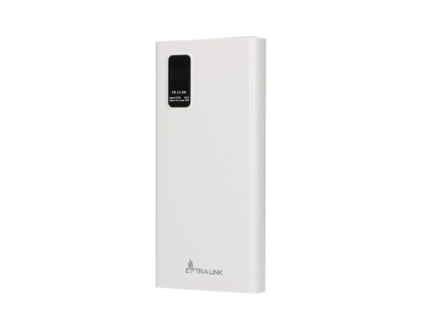 Extralink EPB-067W - Strømbank - 10000 mAh - 22.5 watt - 4.5 A - Fast Charge - 3 utgangskontakter (2 x 9-stifts USB-type A, USB-C) - hvit