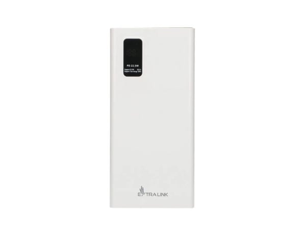 Extralink EPB-067W - Strømbank - 10000 mAh - 22.5 watt - 4.5 A - Fast Charge - 3 utgangskontakter (2 x 9-stifts USB-type A, USB-C) - hvit