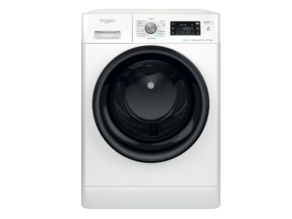 Whirlpool FFWDB976258BVEE, Edestä täytettävä, Vapaasti seisova, Valkoinen, Vasen, Musta, Painikkeet, Rotaatio