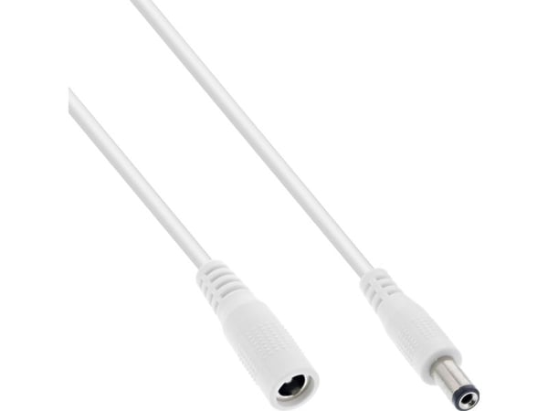 InLine DC jatkokaapeli uros/naaras 5.5x2.1mm AWG 18 valkoinen 2m - Jatkokaapeli ( 26902E )