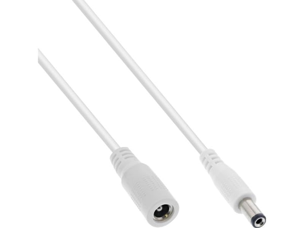 InLine DC skjøteledning plugg/kontakt 5,5x2,5mm AWG 18 hvit 3m - Skjøteledning ( 26903F )