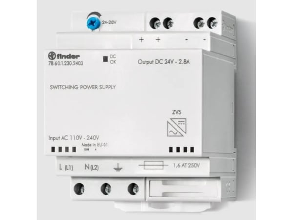 Finder 78.60.1.230.2402 Strømforsyning til DIN-skinne (DIN-kisko) 24 V/DC 2,8 A 60 W
