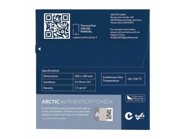ARCTIC TP-3 - Termisk pad - blå