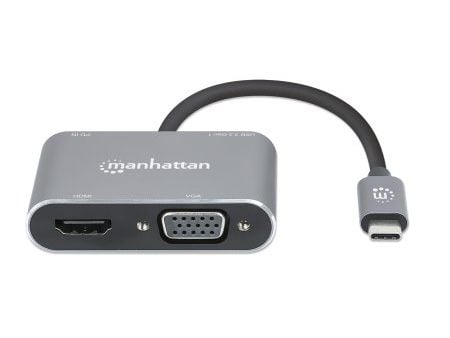 Manhattan 130691, Koblet med ledninger (ikke trådløs), USB 3.2 Gen 1 (3.1 Gen 1) Type-C, Grå, 5 Gbit/s, 3840 x 2160 piksler, 60 Hz