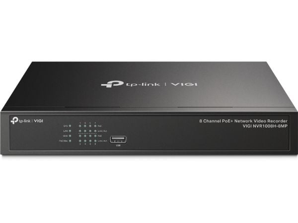 TP-Link VIGI NVR1008H-8MP, 8 kanaler, 3840 x 2160 piksler, 720p, 1080p, 2160p, 3840x2160,1920x1080, 1680x1050, 1440x900, 1280x1024, 1024x768, 1280x...