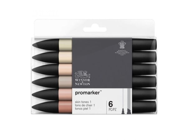 Winsor & Newton 884955070390, 6 stykker, Koral, Elfenben, Fersken, Assortert, Sort, Ivory, Satin, Almond, Putty , Coral, Soft Pea, Rund