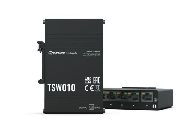 Teltonika TSW010 - Switch - 5 x 10/100 - DIN-skinnemonterbar - Passive PoE