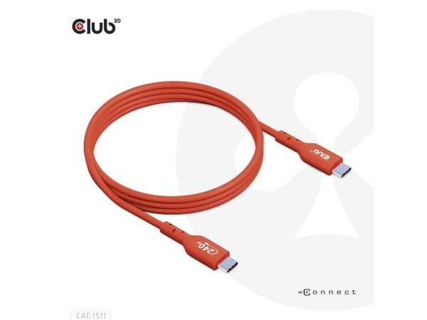 Club 3D - USB-kabel - 24 pin USB-C (hann) til 24 pin USB-C (hann) - USB 2.0 - 48 V - 5 A - 1 m - toretnings, opp til 240 W strømforsyningsstøtte, u...