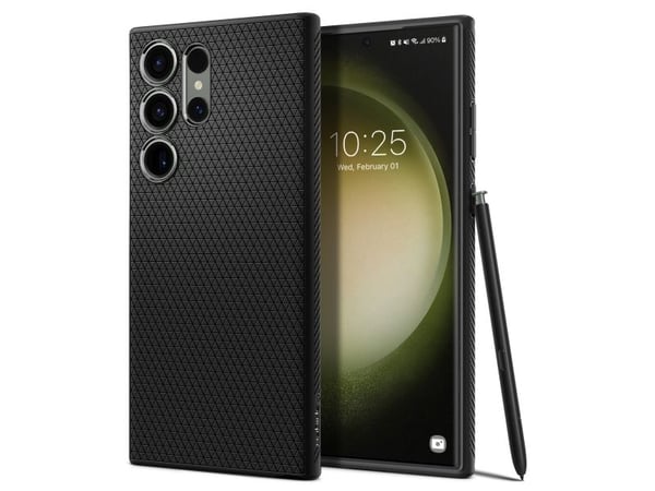 Spigen Liquid Air - Baksidedeksel for mobiltelefon - fleksibel termoplastpolyuretan (TPU) - matt svart - for Samsung Galaxy S23 Ultra