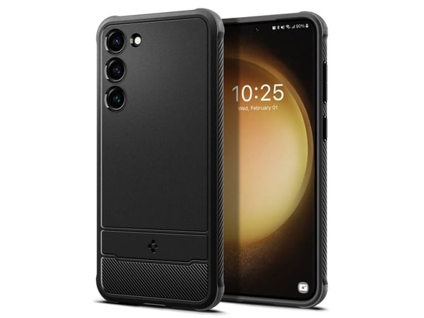 Spigen Rugged Armor - Baksidesskydd för mobiltelefon - termoplastisk polyuretan (TPU) - mattsvart - för Samsung Galaxy S23