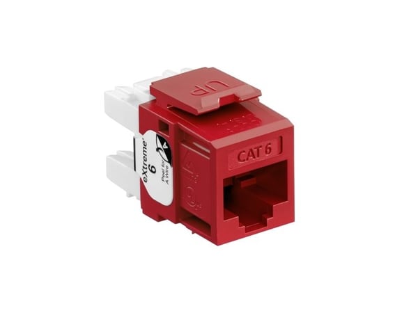 Leviton 61110-RR6, Platt, Röd, RJ-45, Terminal, Honkoppling, Guld