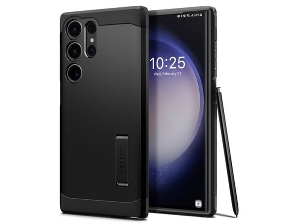 Spigen Tough Armor - Baksidedeksel for mobiltelefon - polykarbonat, termoplast-polyuretan (TPU) - svart - for Samsung Galaxy S23 Ultra