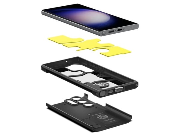 Spigen Tough Armor - Baksidedeksel for mobiltelefon - polykarbonat, termoplast-polyuretan (TPU) - svart - for Samsung Galaxy S23 Ultra