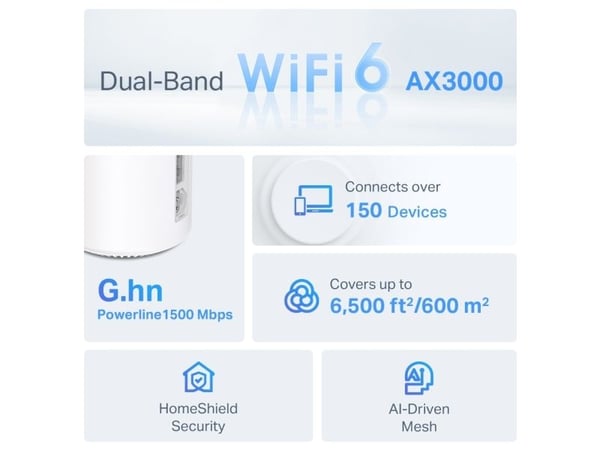 TP-Link Deco PX50(3-pack), Valkoinen, Sisäinen, Verkkojärjestelmä, 600 m², 0 - 40 °C, -40 - 60 °C