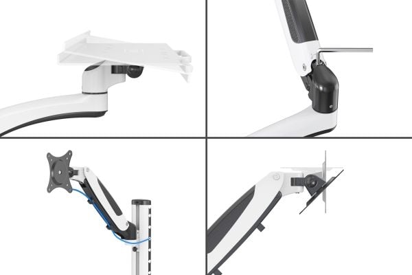 DIGITUS DA-90451 - Monteringssett (CPU-veggmontering, sit/stand workstation mount) - for skjerm / tastatur - aluminium, stål - svart, hvit - skjerm...