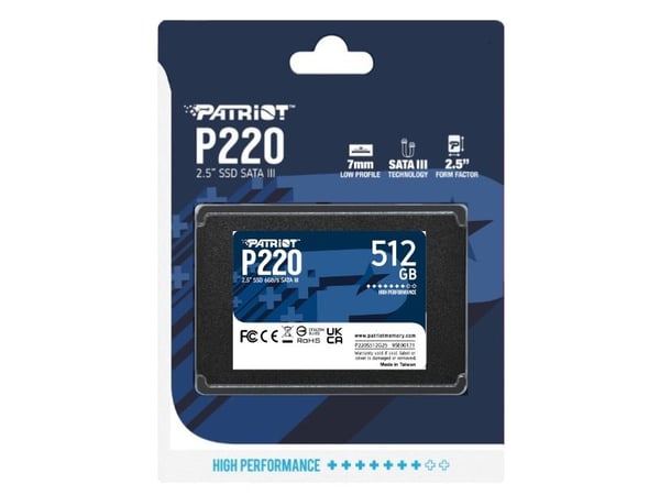 Patriot P220 - SSD - 512 GB - intern - 2.5" - SATA 3Gb/s