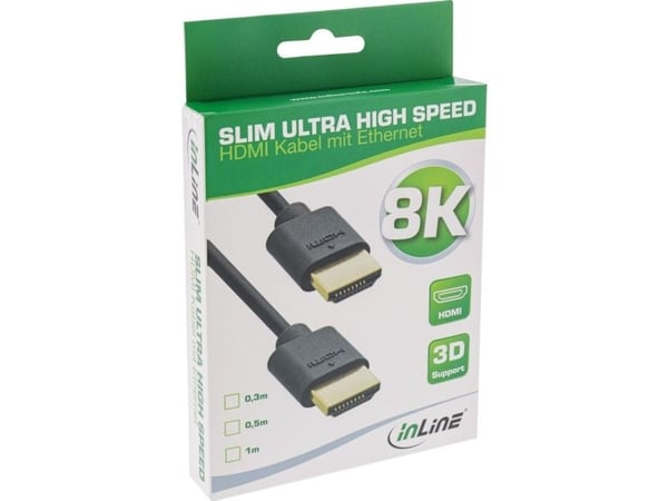 InLine 17901S, 1 m, HDMI-tyyppi A (vakio), 2 x HDMI Type A (Standard), 3D, 48 Gbit/s, Musta