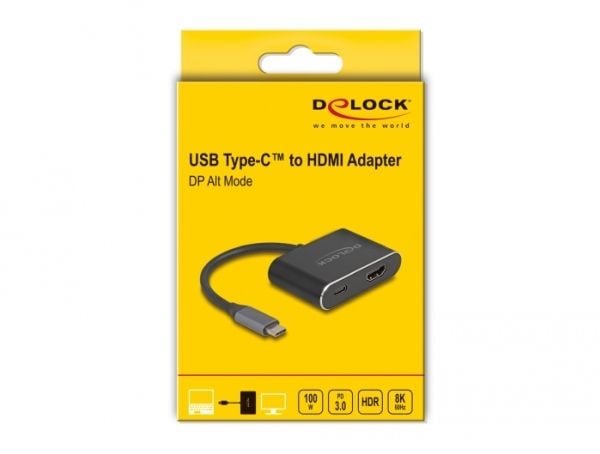 DeLOCK 64199, 0,15 m, USB Type-C, HDMI-tyyppi A (vakio), Uros, Naaras, Suora